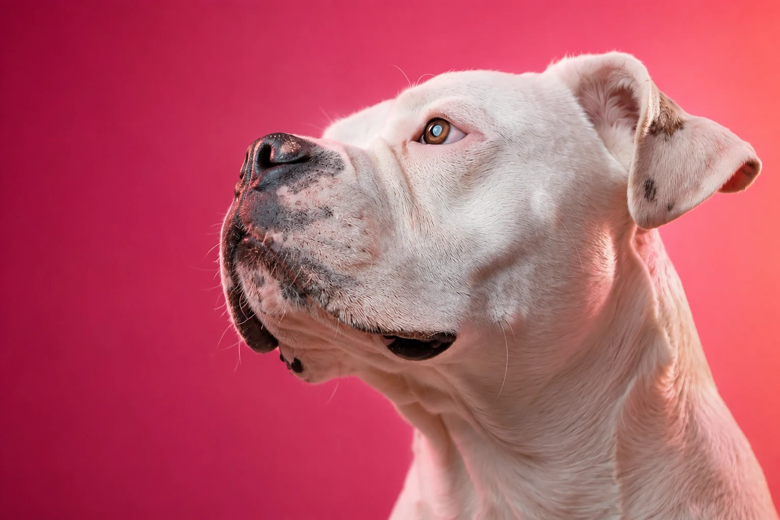 Cão de porte médio olhando para cima